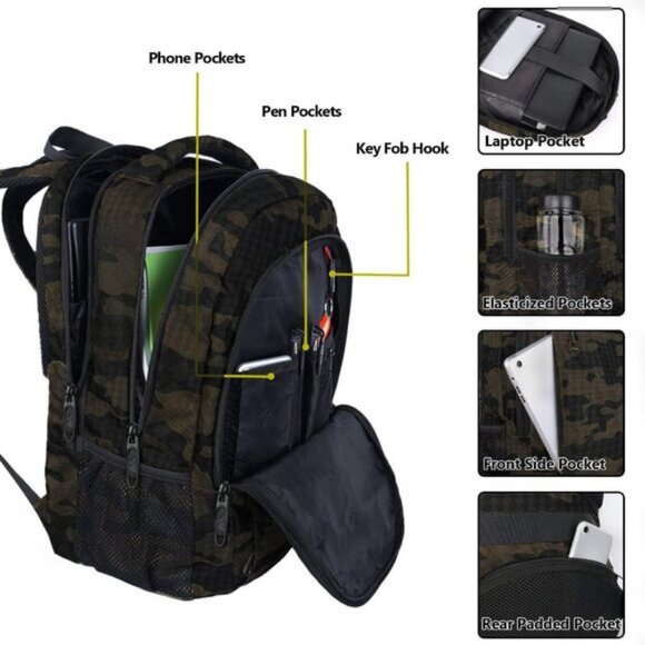 ⚡Matein Men Camouflage Travel Business Anti Theft Slim Sturdy Laptops Backpack - Picture 4 of 9